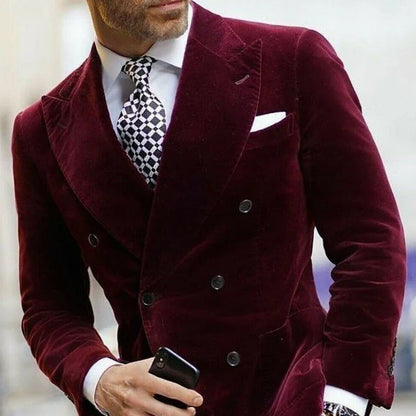 Eleganter Herren-Samtblazer im Business-Look – Doppelt geknöpft, modern und stilvoll für Büro & festliche Anlässe