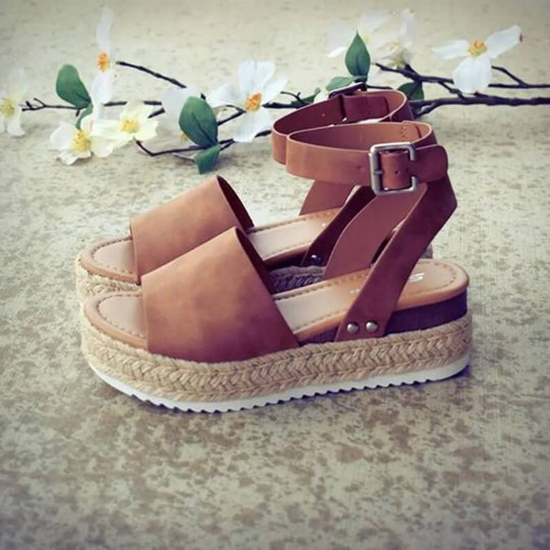 Damen Plateau-Sandalen mit Keilabsatz – Modische Sommerschuhe mit Knöchelriemen und Espadrille-Stil, ideal für Alltag & Urlaub
