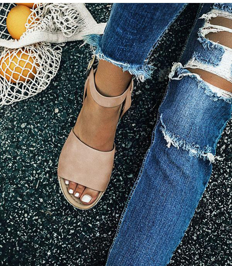 Damen Plateau-Sandalen mit Keilabsatz – Modische Sommerschuhe mit Knöchelriemen und Espadrille-Stil, ideal für Alltag & Urlaub