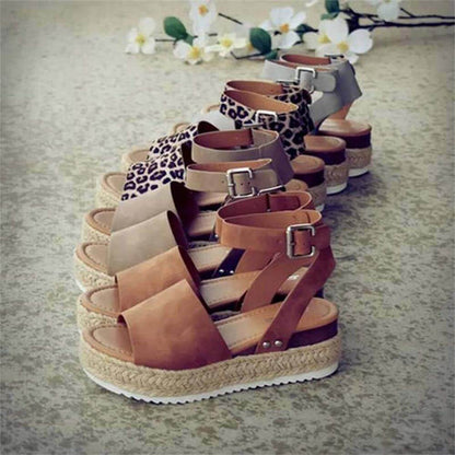 Damen Plateau-Sandalen mit Keilabsatz – Modische Sommerschuhe mit Knöchelriemen und Espadrille-Stil, ideal für Alltag & Urlaub