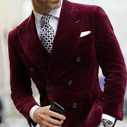 Eleganter Herren-Samtblazer im Business-Look – Doppelt geknöpft, modern und stilvoll für Büro & festliche Anlässe