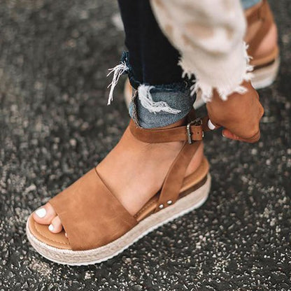 Damen Plateau-Sandalen mit Keilabsatz – Modische Sommerschuhe mit Knöchelriemen und Espadrille-Stil, ideal für Alltag & Urlaub