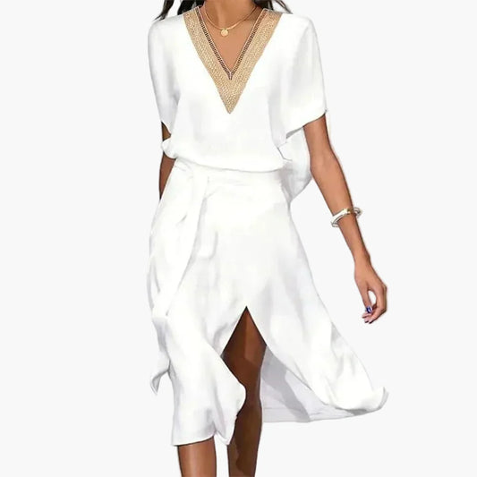 Damen Sommerkleid mit V-Ausschnitt – Elegantes Freizeit- und Party-Kleid, stilvoll und vielseitig