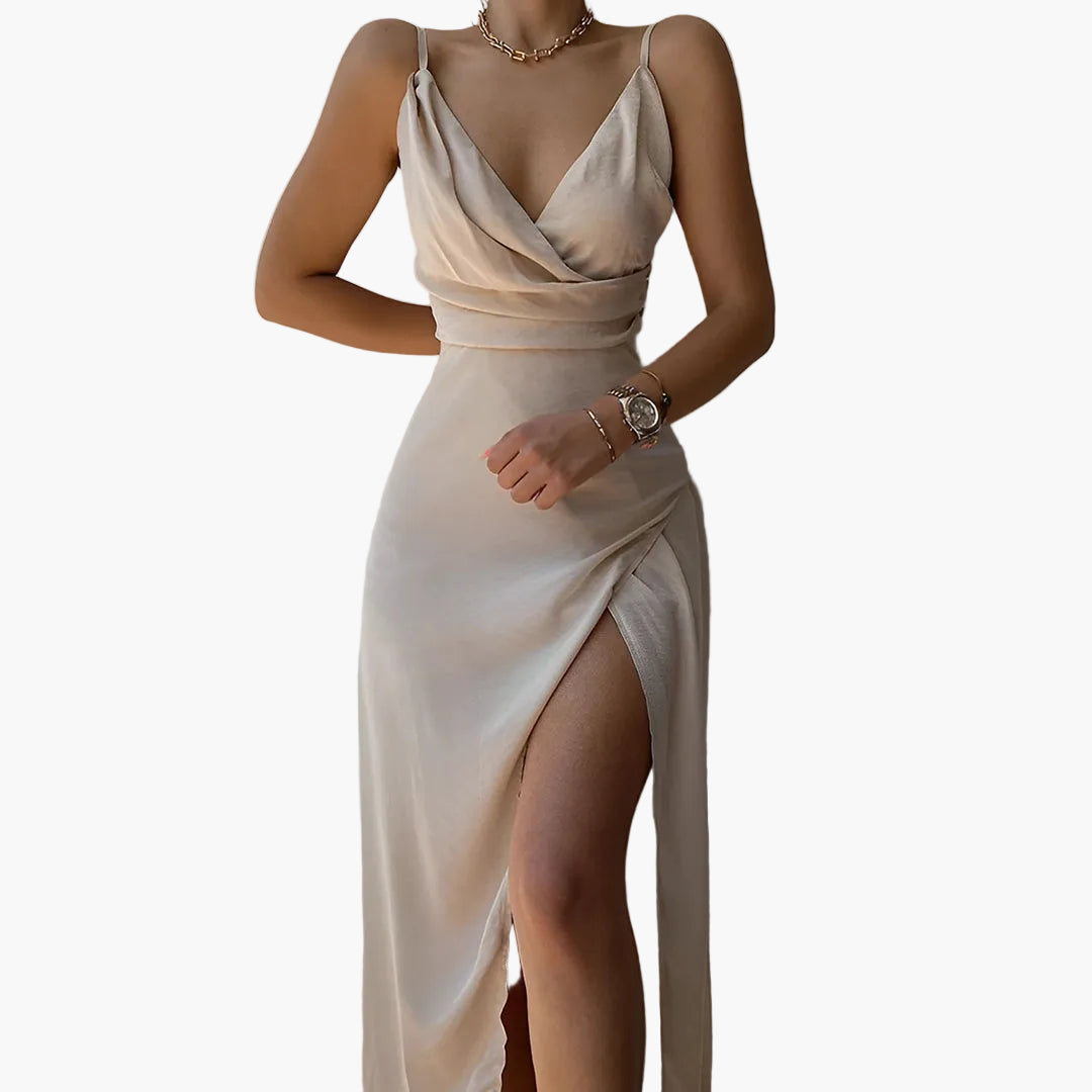 Damen Abendkleid Elegant mit Schlitz und Wickelausschnitt – Perfekt für besondere Anlässe