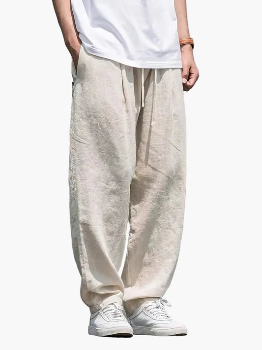 Herren Baggy Freizeithose – Lässige Veganes Leinenhose im Oversize-Stil für Alltag & Urlaub