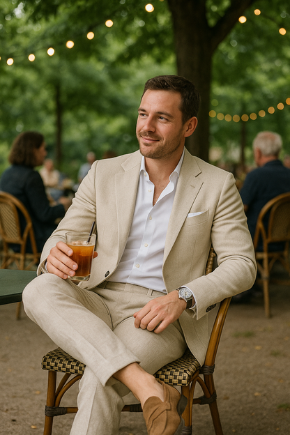 Herren Anzug Slim Fit Veganes Leinen– Modern Business & Sommer Event Style