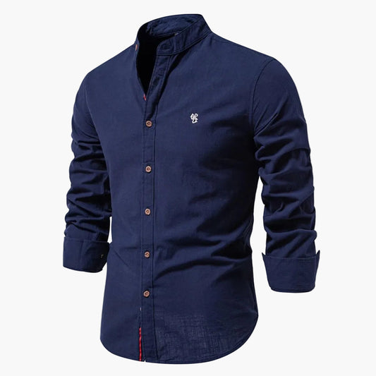 Herren Freizeithemd Regular Fit Stehkragen – Klassischer Stil für Alltag & Business
