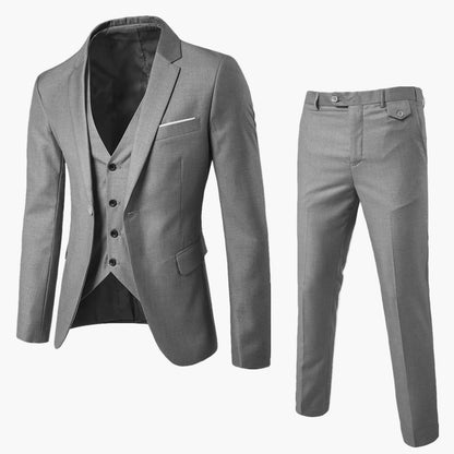 Herren 3-teiliger Slim Fit Business-Anzug – Eleganter Anzug für formelle Anlässe, Hochzeit & Büro