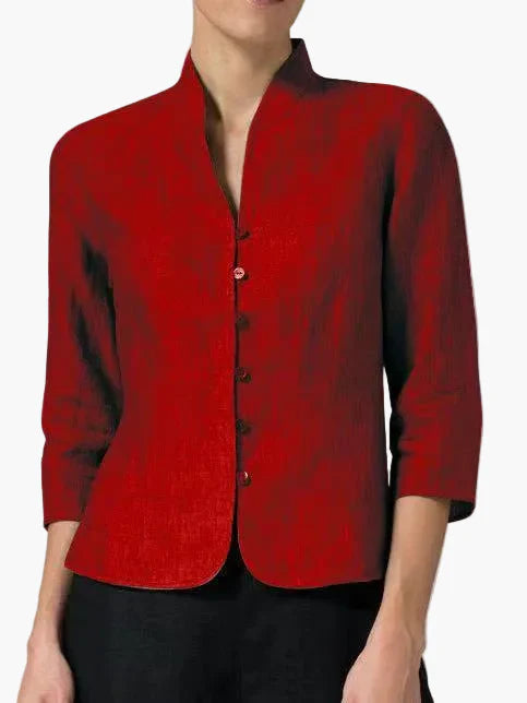 Damen Blazer mit Stehkragen – Eleganter Business- und Freizeit-Blazer, tailliert, 3/4-Arm