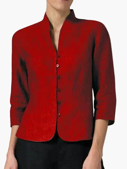 Damen Blazer mit Stehkragen – Eleganter Business- und Freizeit-Blazer, tailliert, 3/4-Arm