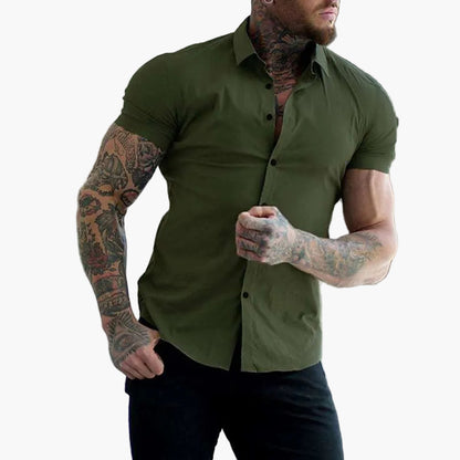Herren Slim Fit Kurzarm Hemd – Modernes Muskelshirt für Freizeit und Business