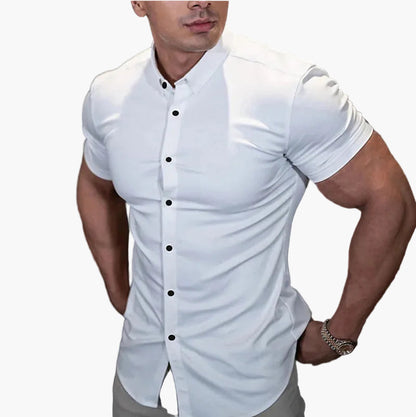 Herren Slim Fit Kurzarm Hemd – Modernes Muskelshirt für Freizeit und Business