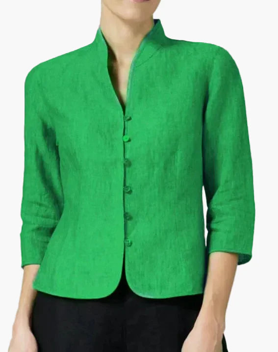 Damen Blazer mit Stehkragen – Eleganter Business- und Freizeit-Blazer, tailliert, 3/4-Arm