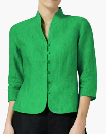 Damen Blazer mit Stehkragen – Eleganter Business- und Freizeit-Blazer, tailliert, 3/4-Arm