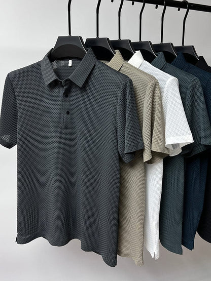 Herren Polohemd mit Strukturmuster – Eleganter Freizeit- und Sommerlook