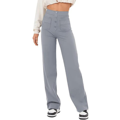 Carly – Weite Damenhose mit Taschen und Knopfdetails
