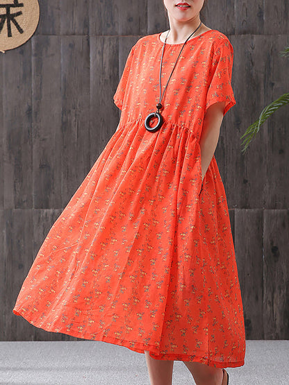 Damen Sommer Midikleid mit Blumenmuster, lockerer Boho-Stil, ideal für Freizeit und Urlaub