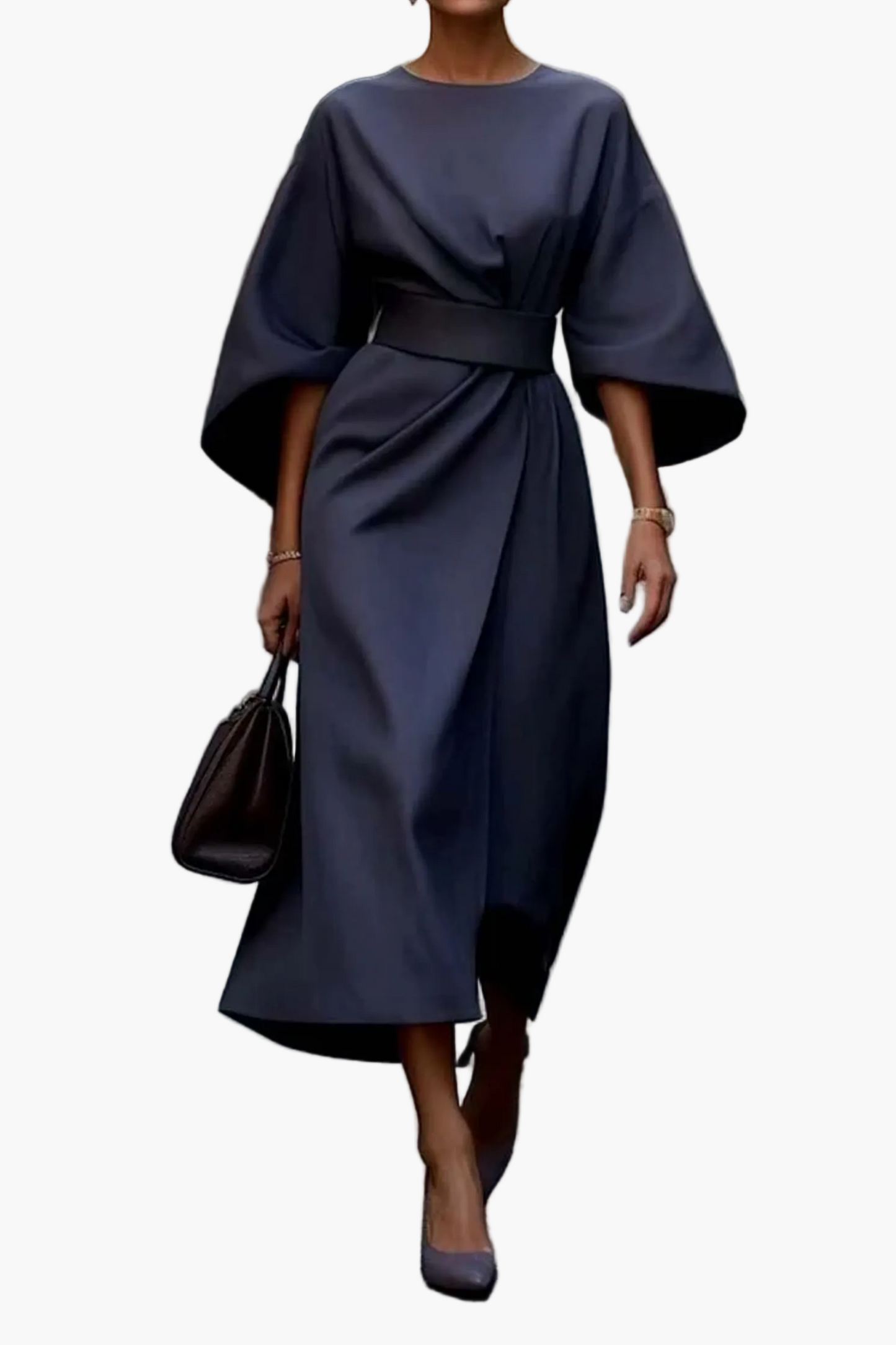 Damen Midi-Kleid mit eleganten Laternenärmeln – Stilvolles Business- & Event-Outfit