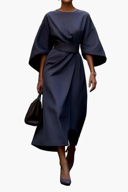 Damen Midi-Kleid mit eleganten Laternenärmeln – Stilvolles Business- & Event-Outfit
