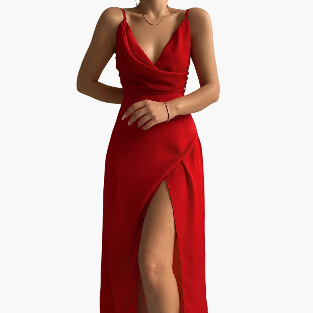 Damen Abendkleid Elegant mit Schlitz und Wickelausschnitt – Perfekt für besondere Anlässe