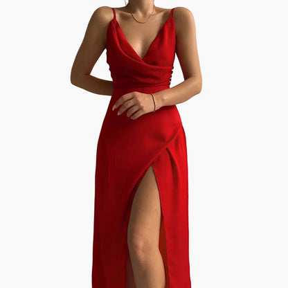 Damen Abendkleid Elegant mit Schlitz und Wickelausschnitt – Perfekt für besondere Anlässe