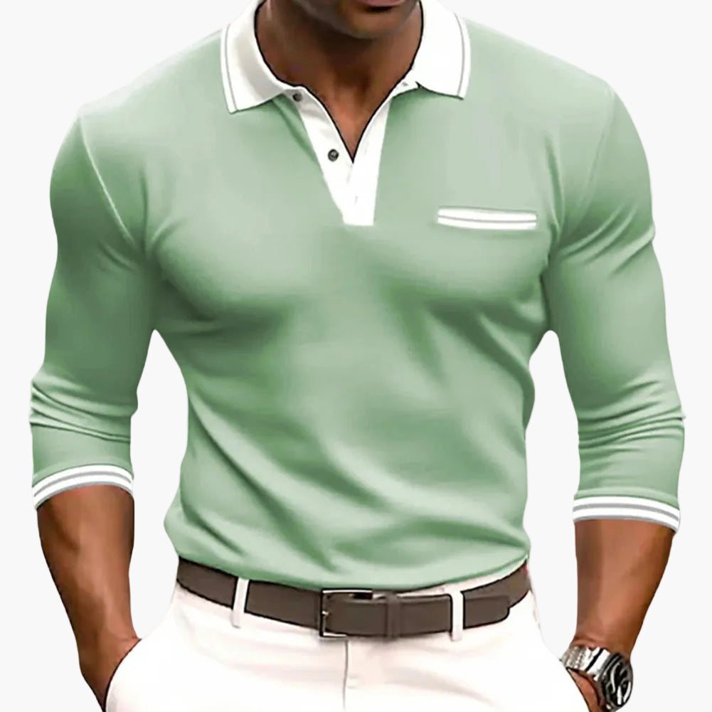 Herren Polo Langarmshirt – Elegantes Freizeit- & Business-Oberteil mit Kontrastdetails