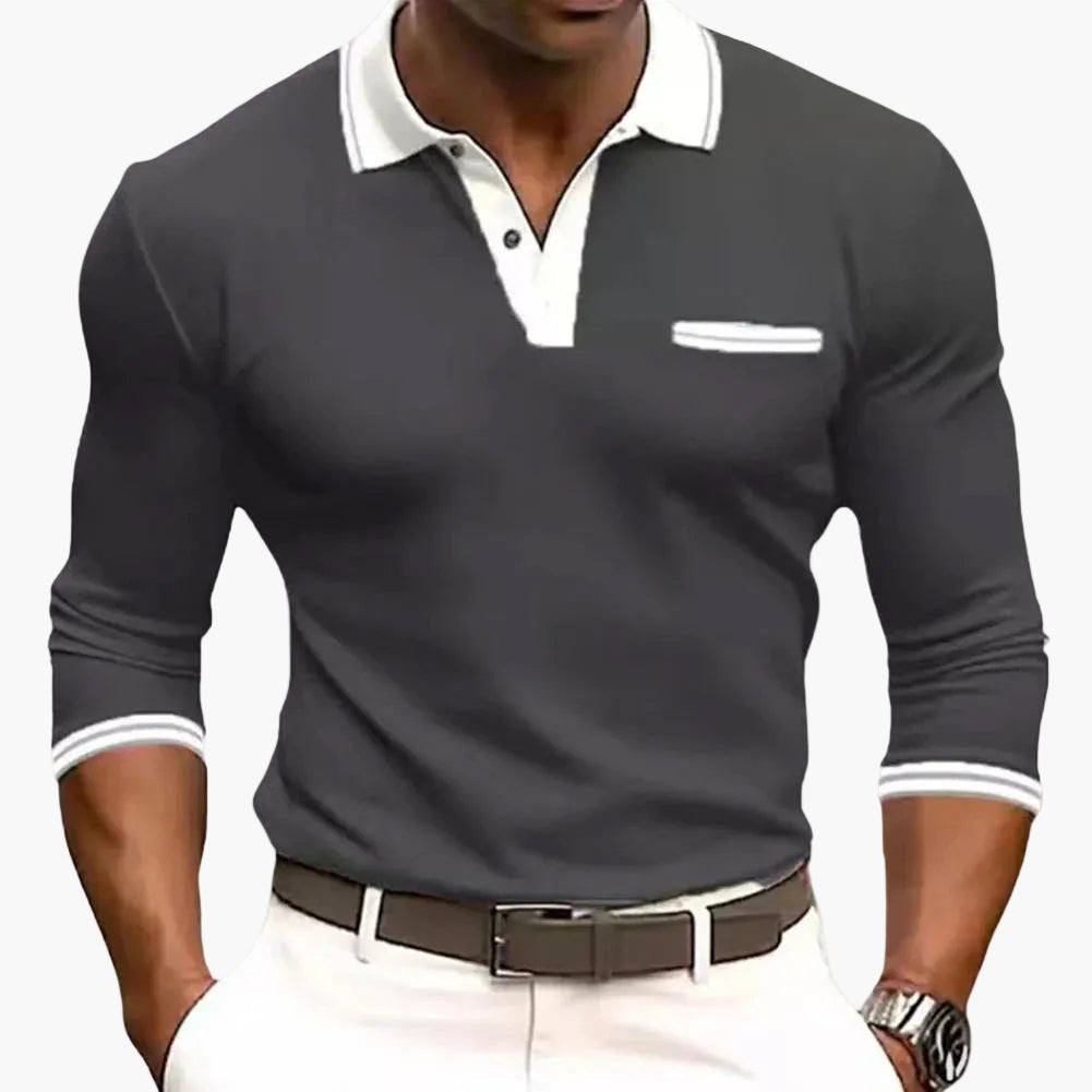 Herren Polo Langarmshirt – Elegantes Freizeit- & Business-Oberteil mit Kontrastdetails