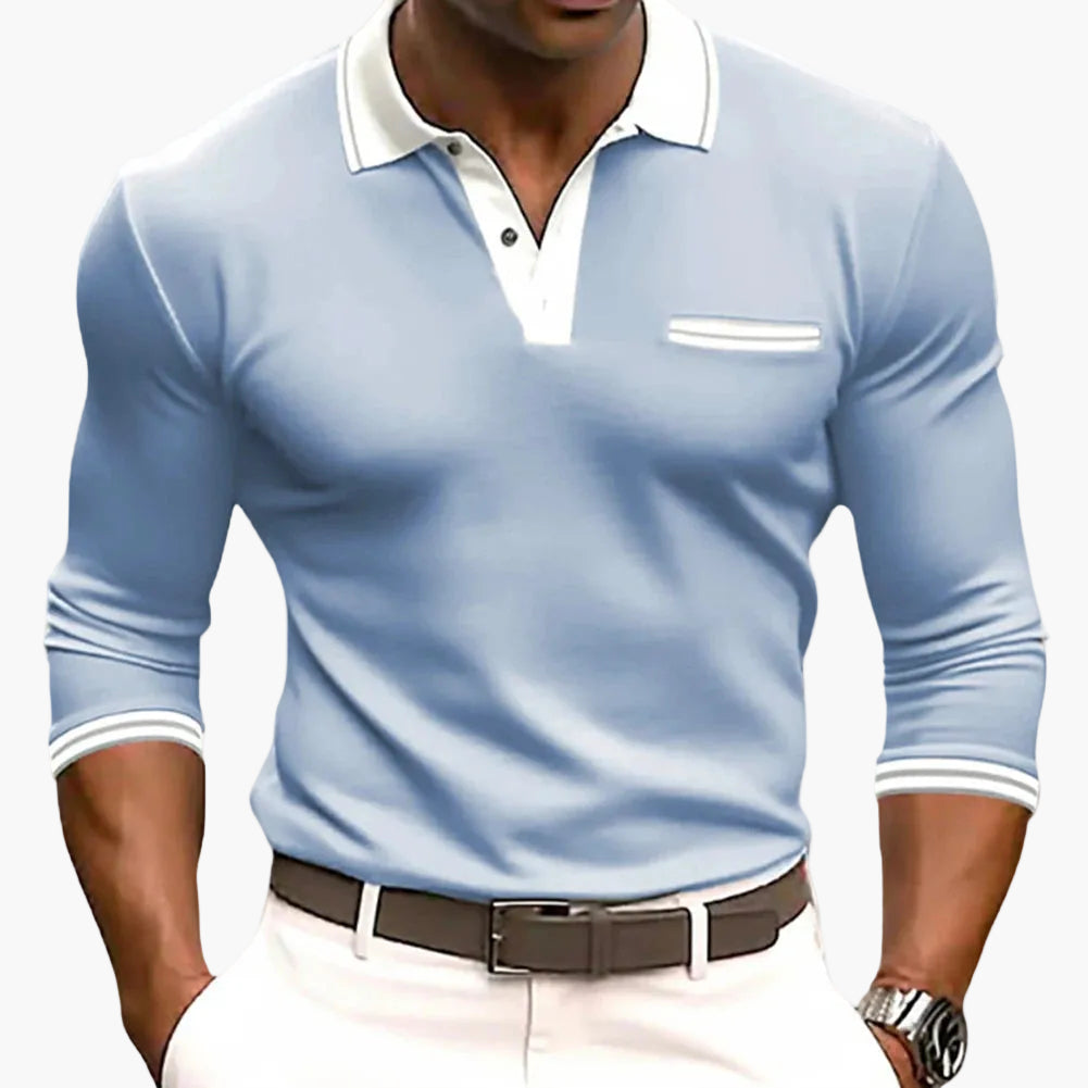 Herren Polo Langarmshirt – Elegantes Freizeit- & Business-Oberteil mit Kontrastdetails