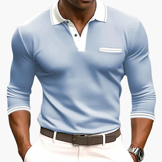 Herren Polo Langarmshirt – Elegantes Freizeit- & Business-Oberteil mit Kontrastdetails