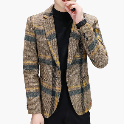 Herren Blazer Modern Business Casual Kariert – Stilvoller Anzugjacke für Büro und Freizeit