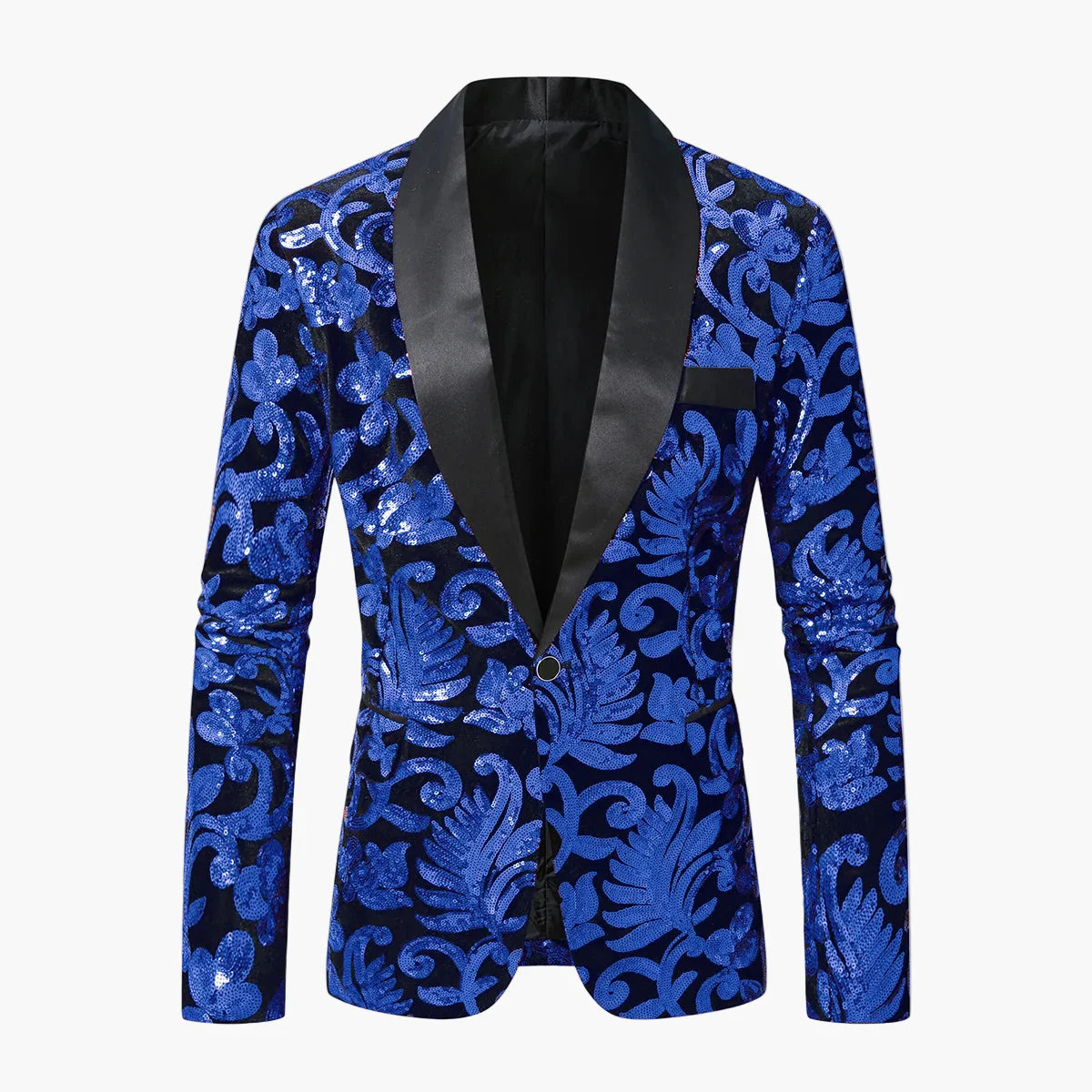 Herren Smoking Sakko – Elegantes Party-Jackett mit Glanz und floralen Ornamenten – Perfekt für festliche Anlässe, Bühne oder Gala