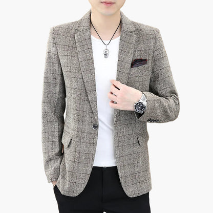 Herren Slim Fit Business Sakko – Modernes Kariertes Blazerjackett für Büro & Freizeit