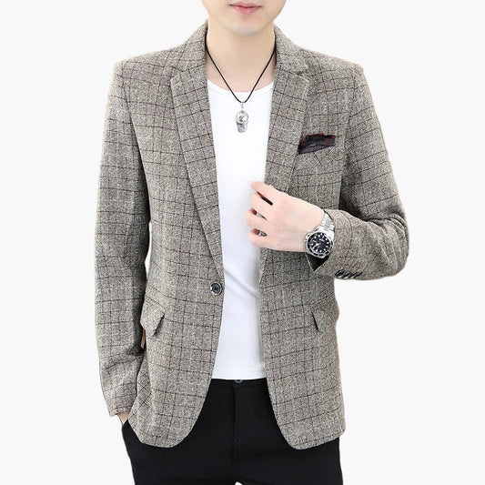 Herren Slim Fit Business Sakko – Modernes Kariertes Blazerjackett für Büro & Freizeit