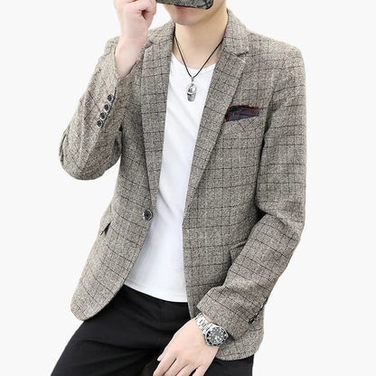 Herren Slim Fit Business Sakko – Modernes Kariertes Blazerjackett für Büro & Freizeit