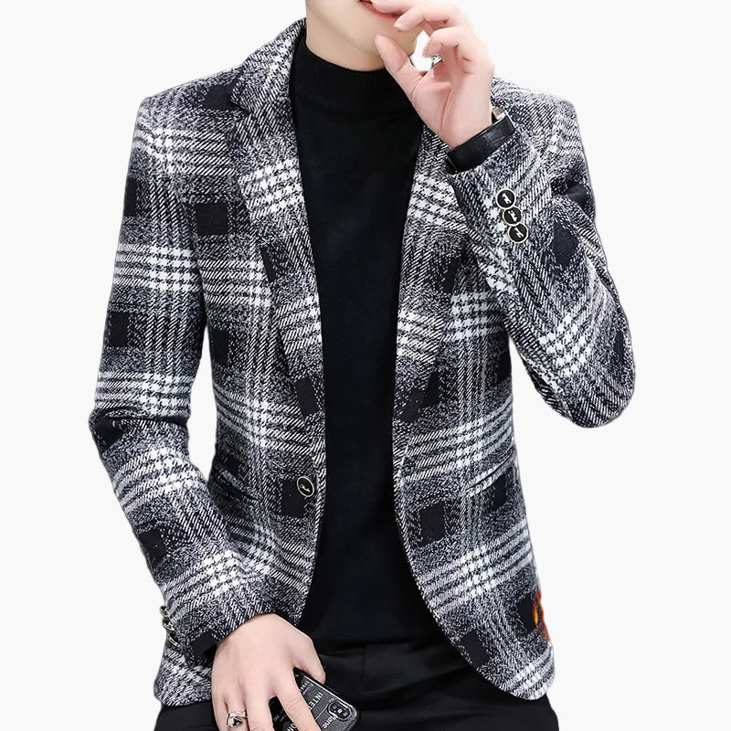 Herren Blazer Modern Business Casual Kariert – Stilvoller Anzugjacke für Büro und Freizeit