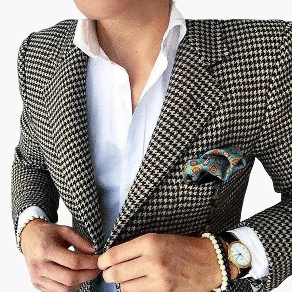 Herren Hahnentritt Sakko – Eleganter Business & Freizeit Blazer im klassischen Stil