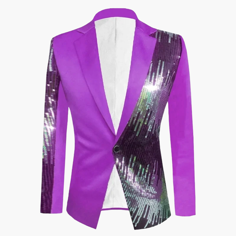 Herren Sakko Modern Glanz Partyjacke Einreiher Slim Fit Blazer für Events und Bühne