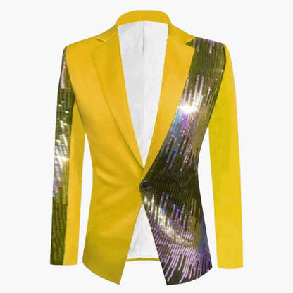 Herren Sakko Modern Glanz Partyjacke Einreiher Slim Fit Blazer für Events und Bühne