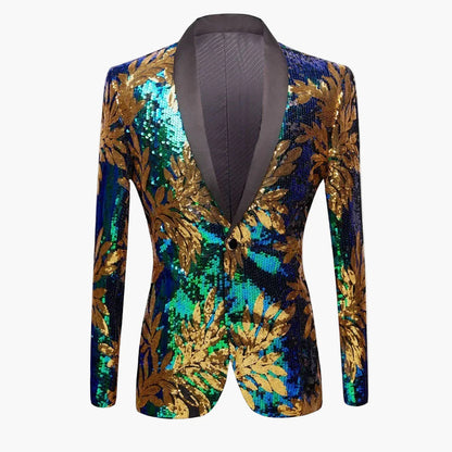 Herren Smoking-Sakko mit Pailletten und Blattmuster – Eleganter Party- & Event-Blazer