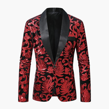 Herren Smoking Sakko – Elegantes Party-Jackett mit Glanz und floralen Ornamenten – Perfekt für festliche Anlässe, Bühne oder Gala
