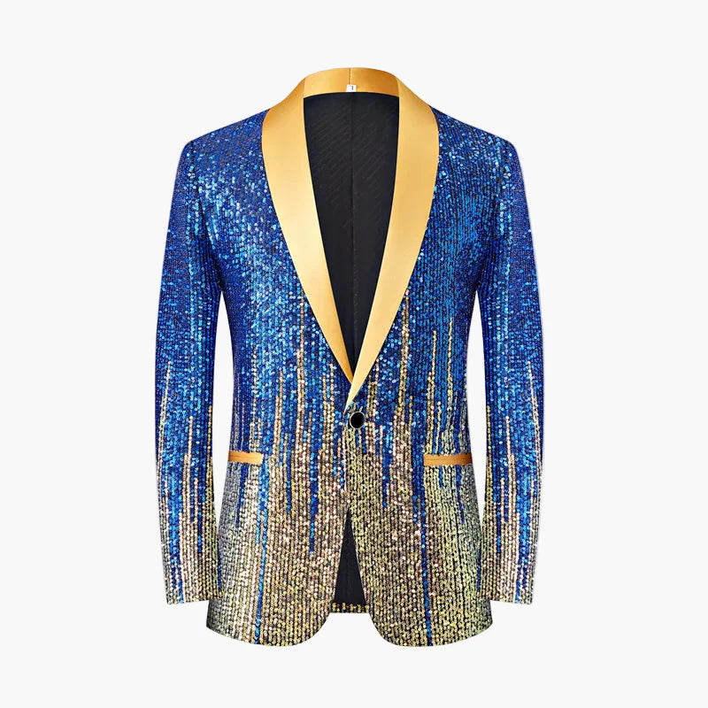 Herren Smoking Sakko – Glitzer Partyjacke mit Schalkragen, Elegante Bühnenmode