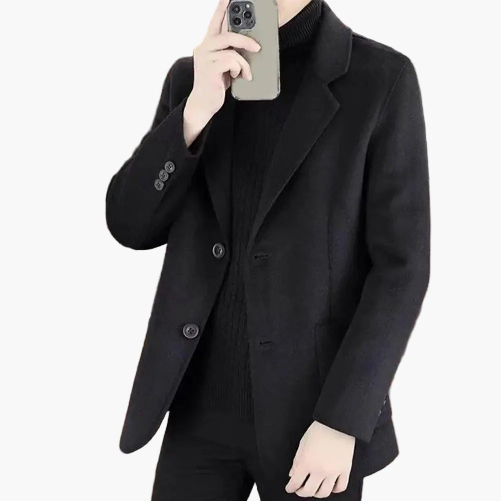 Herren Klassischer Veganer Wollmantel – Eleganter Business & Freizeit Blazer
