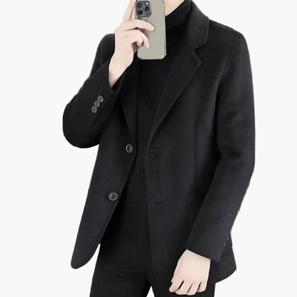 Herren Klassischer Veganer Wollmantel – Eleganter Business & Freizeit Blazer