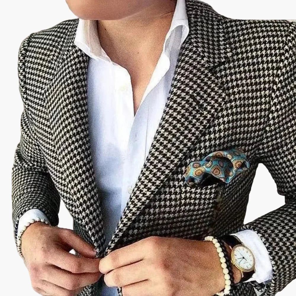 Herren Hahnentritt Sakko – Eleganter Business & Freizeit Blazer im klassischen Stil