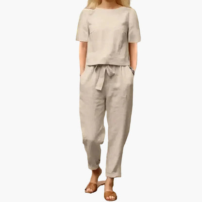 Damen 2-teiliges Sommer-Set mit lockerem Oberteil und Hose – Modischer Freizeitanzug für Alltag & Urlaub