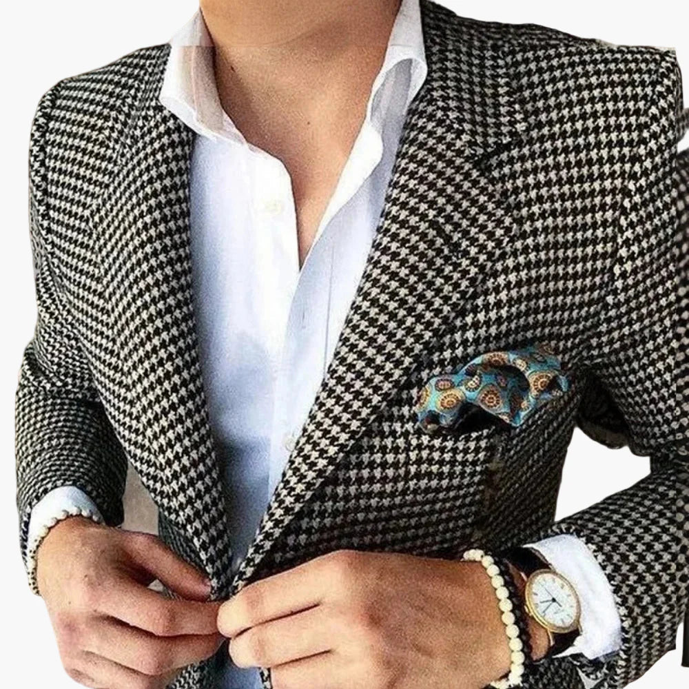 Herren Hahnentritt Sakko – Eleganter Business & Freizeit Blazer im klassischen Stil