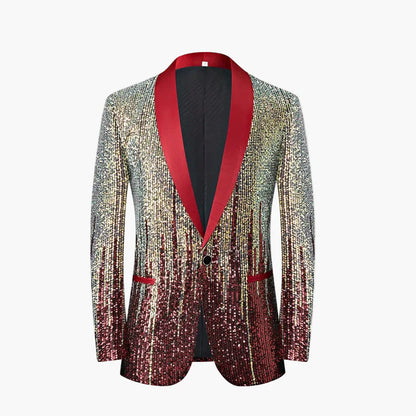 Herren Smoking Sakko – Glitzer Partyjacke mit Schalkragen, Elegante Bühnenmode