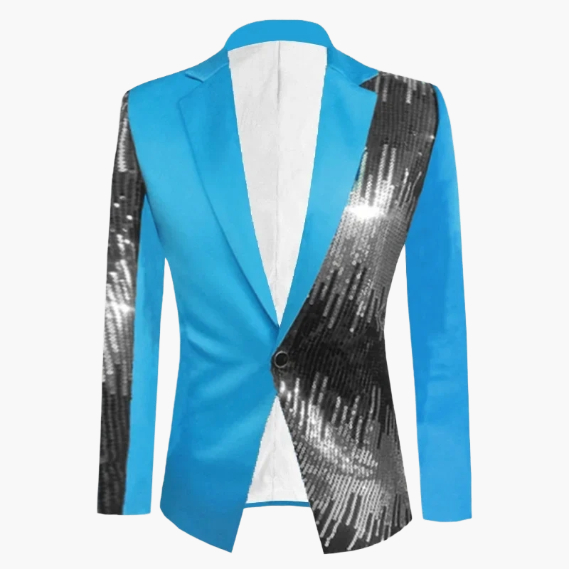 Herren Sakko Modern Glanz Partyjacke Einreiher Slim Fit Blazer für Events und Bühne