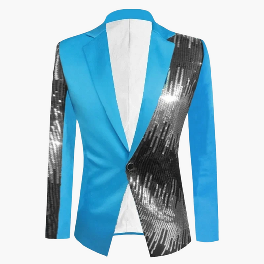 Herren Sakko Modern Glanz Partyjacke Einreiher Slim Fit Blazer für Events und Bühne