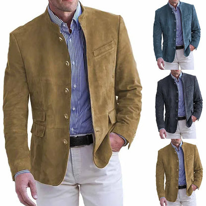 Herren Stehkragen Sakko – Eleganter Freizeit- und Business-Blazer im modernen Stil